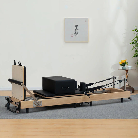 Oak Wood Foldable Pilates Reformer for Home Workouts